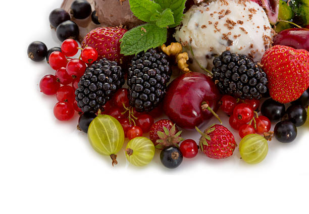 istock Ripe fruits and ice cream. 603172240