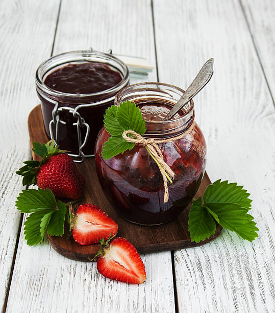 istock Strawberry jam and fresh strawberries 603173102