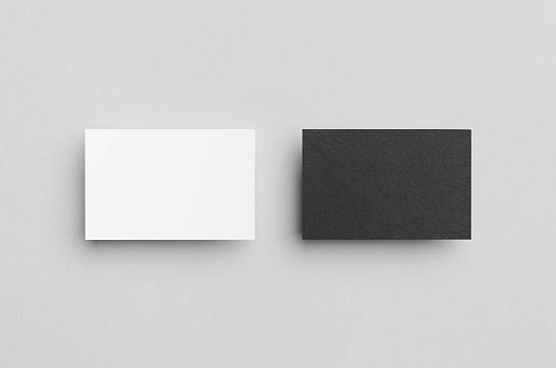 maqueta de tarjeta de visita en blanco y negro (85x55mm) - tarjeta de negocios fotografías e imágenes de stock