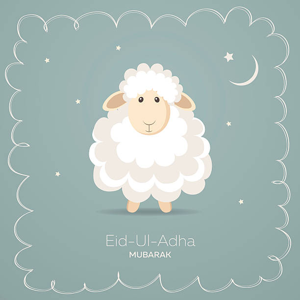 Greeting card for Muslim Community Festival of Sacrifice Eid-Ul-Adha Vector illustration sheep stock illustrations