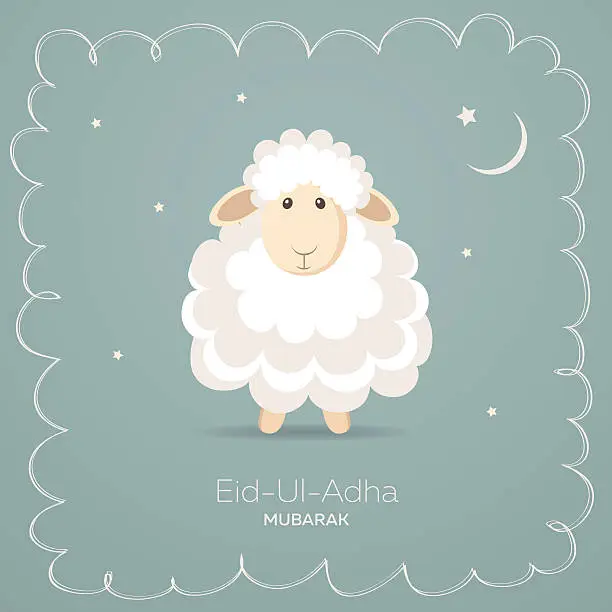 Vector illustration of Greeting card for Muslim Community Festival of Sacrifice Eid-Ul-Adha