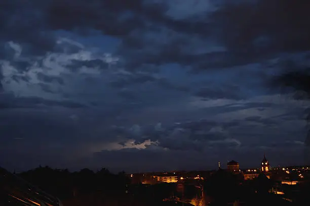 The indigo blue sky over the city