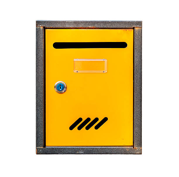 istock Yellow street postbox isolated on white 603174780