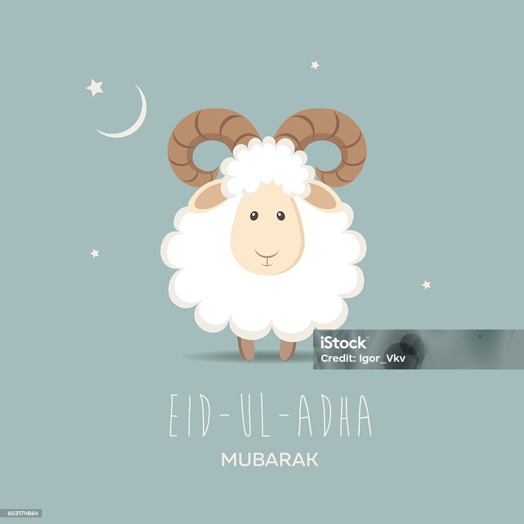 Greeting card for Muslim Community Festival of Sacrifice Eid-Ul-Adha Vector illustration Sacrifice stock vector