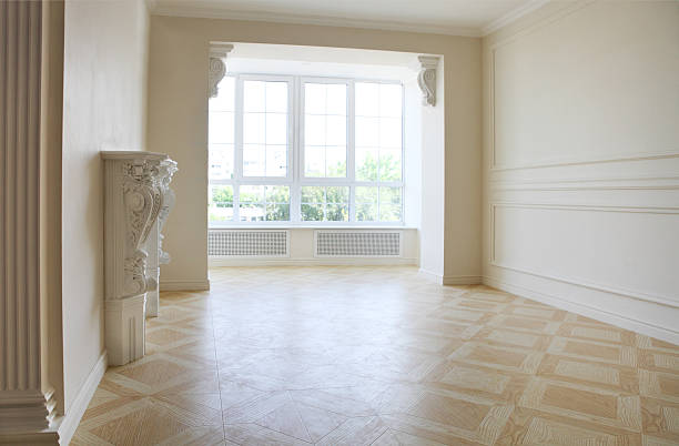 istock Beautiful living room in white tones with fireplace 603178324