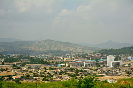 Kaesong, North-Korea - June 13, 2014: Cityscape in Kaesong, North-Korea. Keasong is the second biggest city in the DPRK.