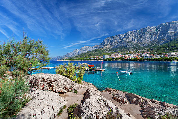 The beach of Makarska, Croatia stock photo