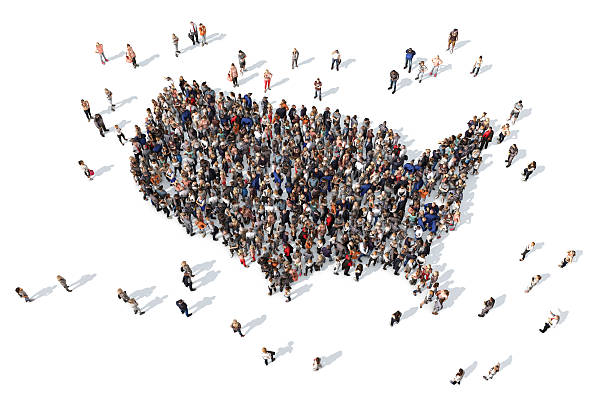 group of people forming usa map - unites states of america imagens e fotografias de stock