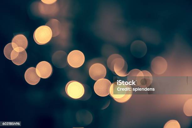 Blue Toned Blurred Chrismas Background With Street Lights Stock Photo - Download Image Now