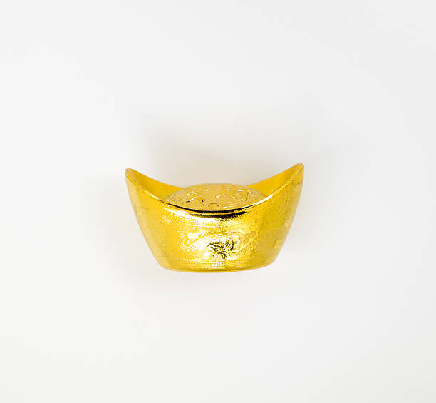 istock Chinese style Golden bar on white background 603186554