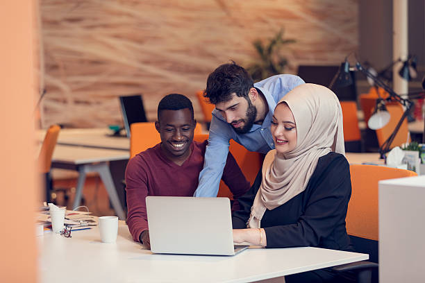 istock Multiracial contemporary business people working 603187830