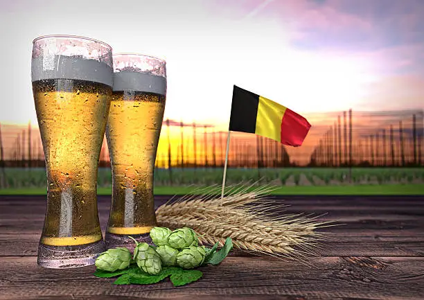 concept of beer consumption in Belgium - 3D render