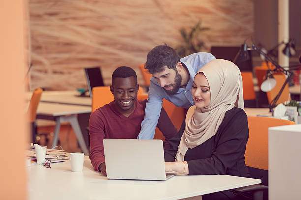 istock Multiracial contemporary business people working 603189240