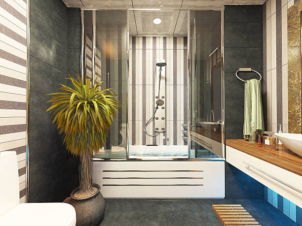 bathroom decor design bathroom design 3d rendering  bathroom designer shower house stock pictures, royalty-free photos & images