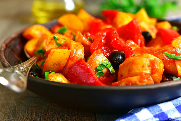 istock Mediterranean potato ragout with bell pepper and olives. 603191954