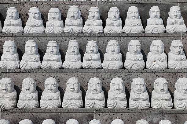 istock Pattern of stone buddhist monk statue in Sanbangsa Temple, Jeju 603196854