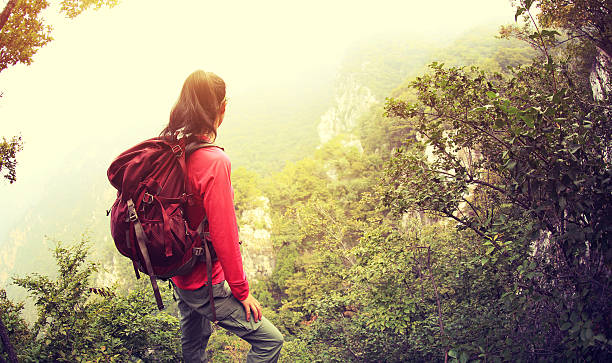 istock young wonan hiker enjoy the view on mountain 603197558