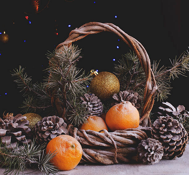 istock Christmas decoration with fir branches 603199302
