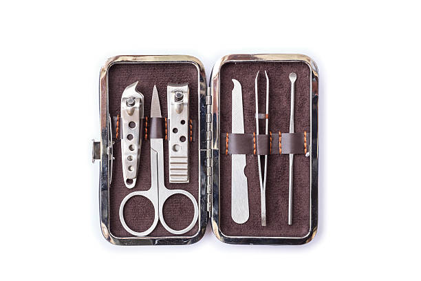 istock Top view tools of a manicure set in box isolated 603250130