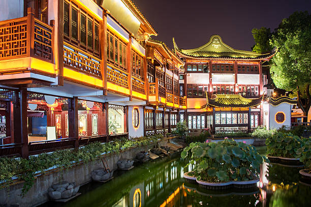 istock Shanghai town god's temple at night 603252598