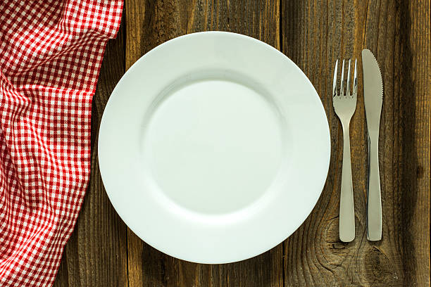 istock Empty Plate And Cutlery On The Wooden Table. 603255452