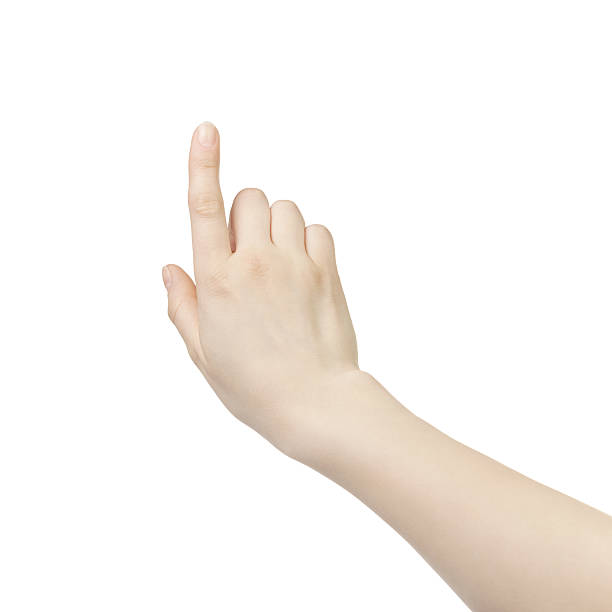 istock young woman hand touch screen gesture isolated 603257226