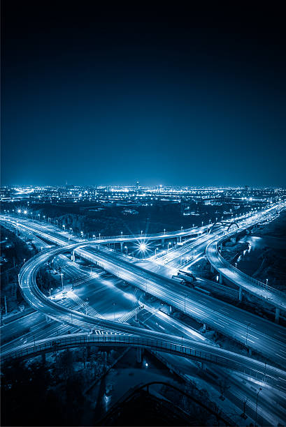 istock Aerial View of Shanghai overpass at Night 603257870