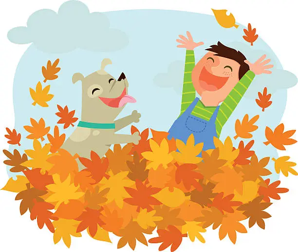 Vector illustration of fun of autumn