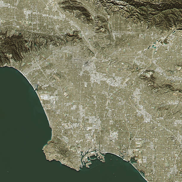 istock Los Angeles Topographic Map Natural Color Top View 603260226