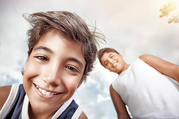 istock Portrait of a two happy boys 603260868