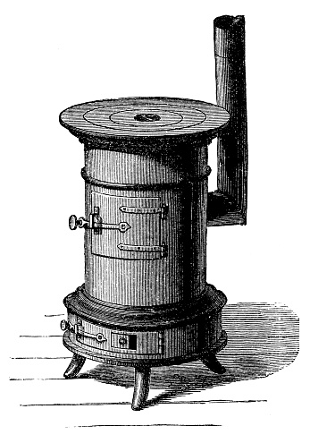 Antique illustration of a metal furnace