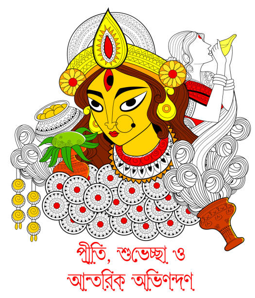 istock Goddess Durga in Subho Bijoya Happy Dussehra background 603263212