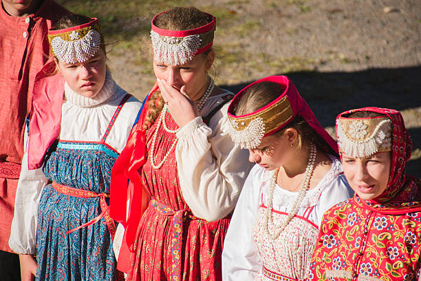 Arkhangelsk, Russia - September 11, 2016: editorial use, Russian national dress at the feast of bread in the Arkhangelsk region report