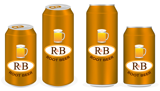 a root beer aluminium soft drink cans vector