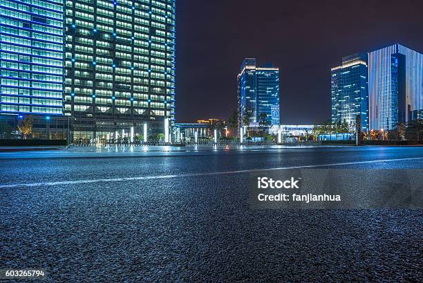 Empty Asphalt Road With Cityscape And Skyline Of Shanghai Stock Photo - Download Image Now