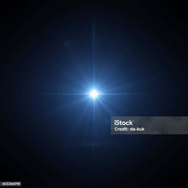 Lens Flare On Black Stock Photo - Download Image Now - Lens Flare, Light - Natural Phenomenon, Star Shape