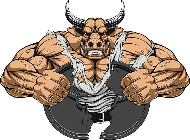 Vector illustration of Strong ferocious bull