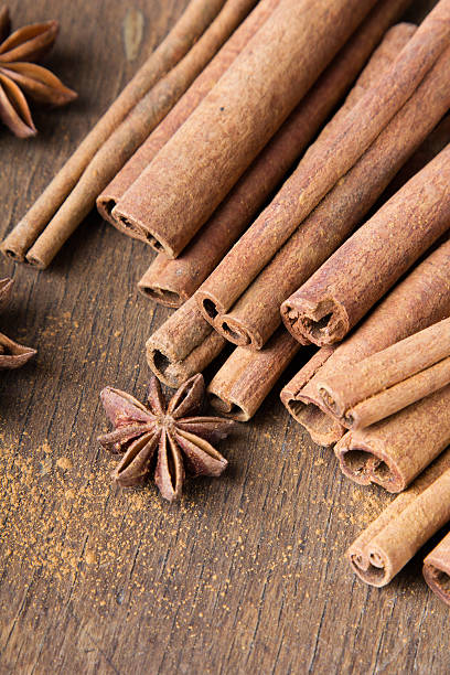 istock cinnamon sticks and star anise on wooden background 603270022