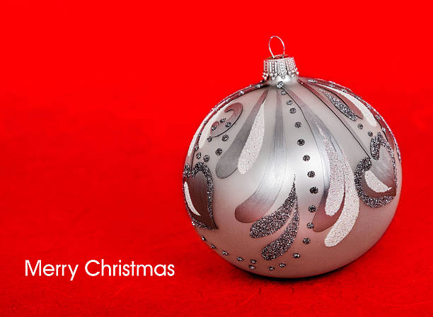 Silver Christmas bauble stock photo
