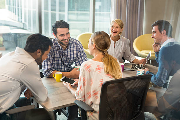 istock Business people interacting during a meeting 603271624