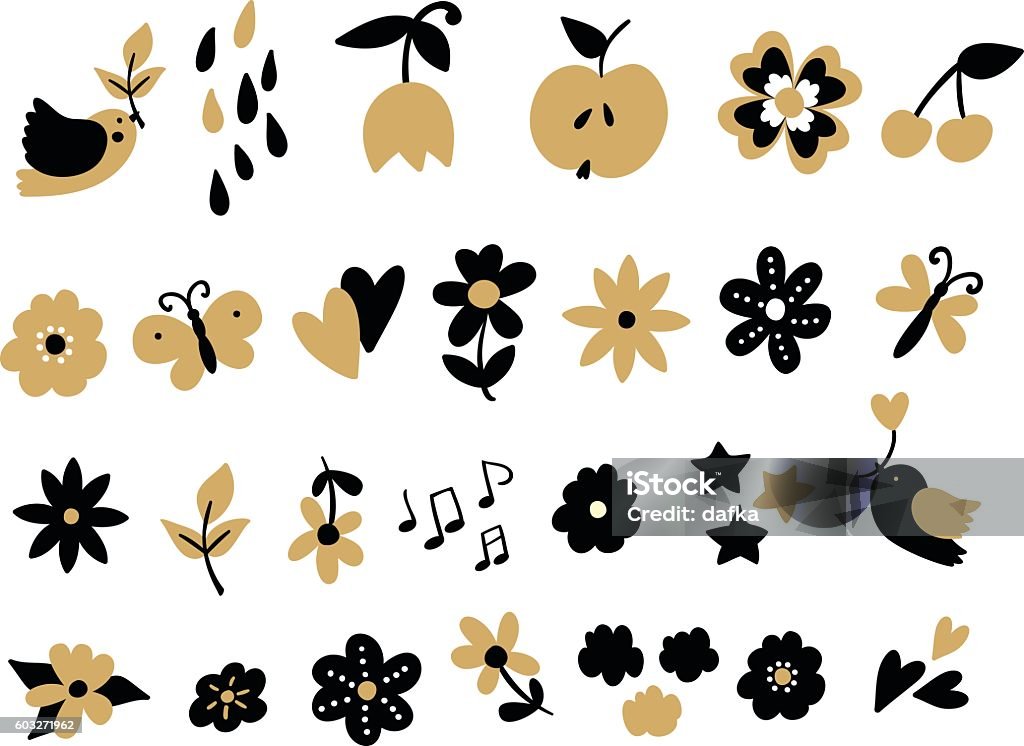Cute Design Elements Stock Illustration - Download Image Now - Apple ...