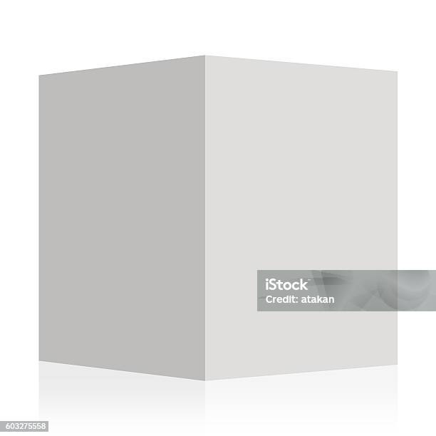 Grey Box Empty Color Blank Gray Box On White Background With Reflection Stock Photo ...