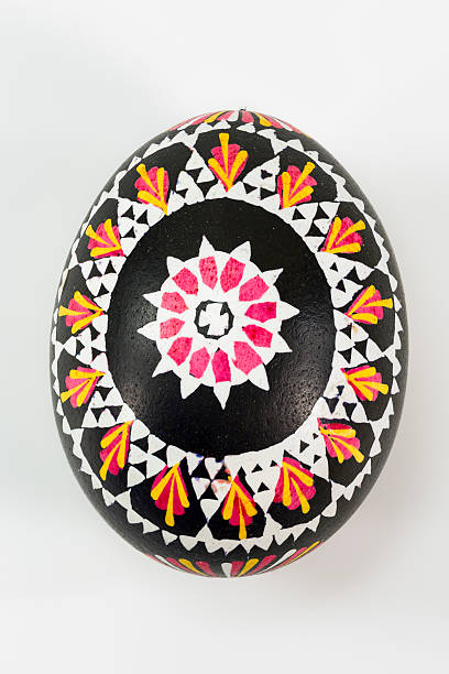 isolated Sorbian painted easter egg on white background stock photo