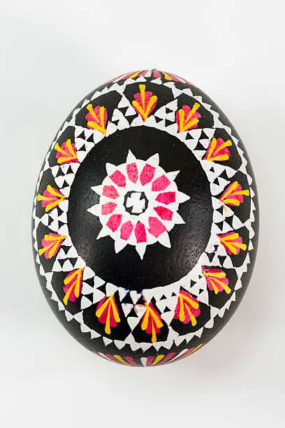 isolated Sorbian painted easter egg on white background