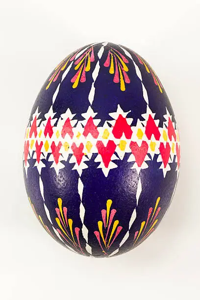 isolated Sorbian painted easter egg on white background
