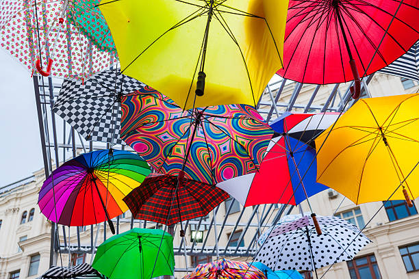 istock Group of colorful umbrellas 603281720