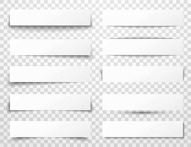 stockillustraties, clipart, cartoons en iconen met set of white horizontal paper banners with different realistic shadows - sky