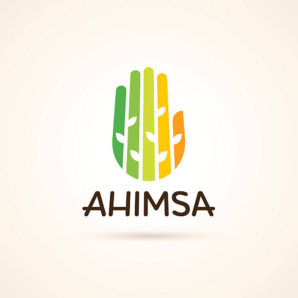 Modern yoga logotype template. Ahimsa label. vector art illustration