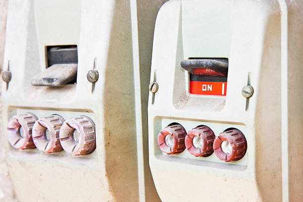 istock Old unused italian threephase switch 603284660