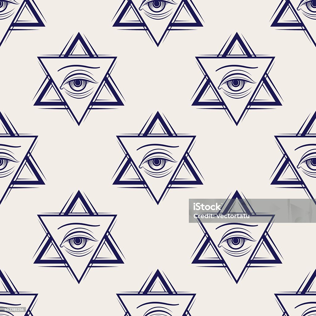 Eye Triangle Pattern Double Triangle And Eye Seamless Pattern Stock Illustration - Download ...